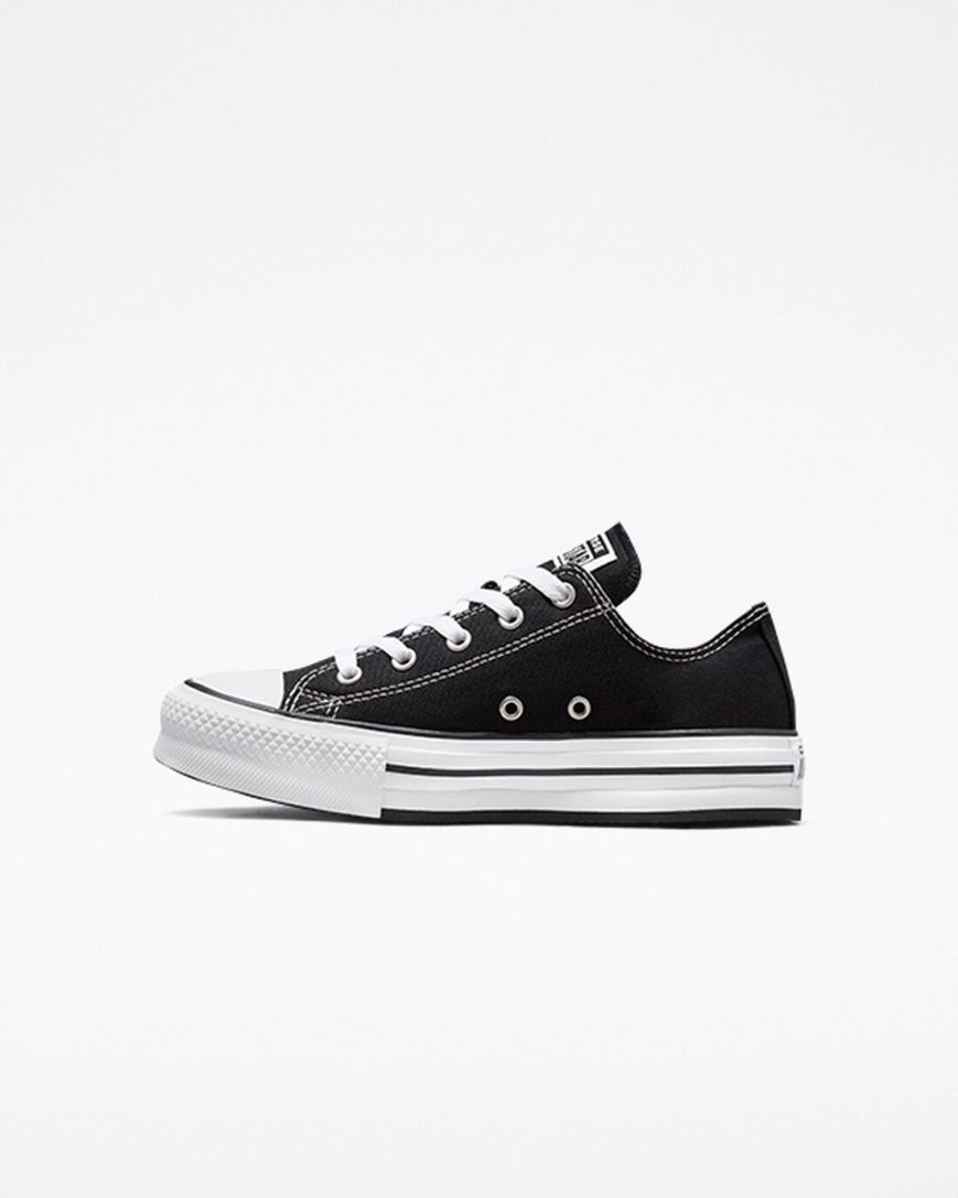 Topanky Na Platforme Converse Chuck Taylor All Star Lift Nizke Dievcenske Čierne Biele Čierne | SK BHOPY0